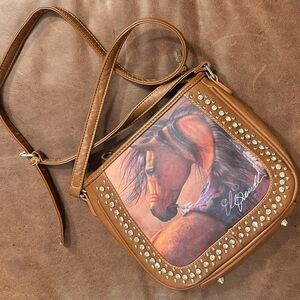 Montana West Tan Horse Print Crossbody Concealed Carry Bag